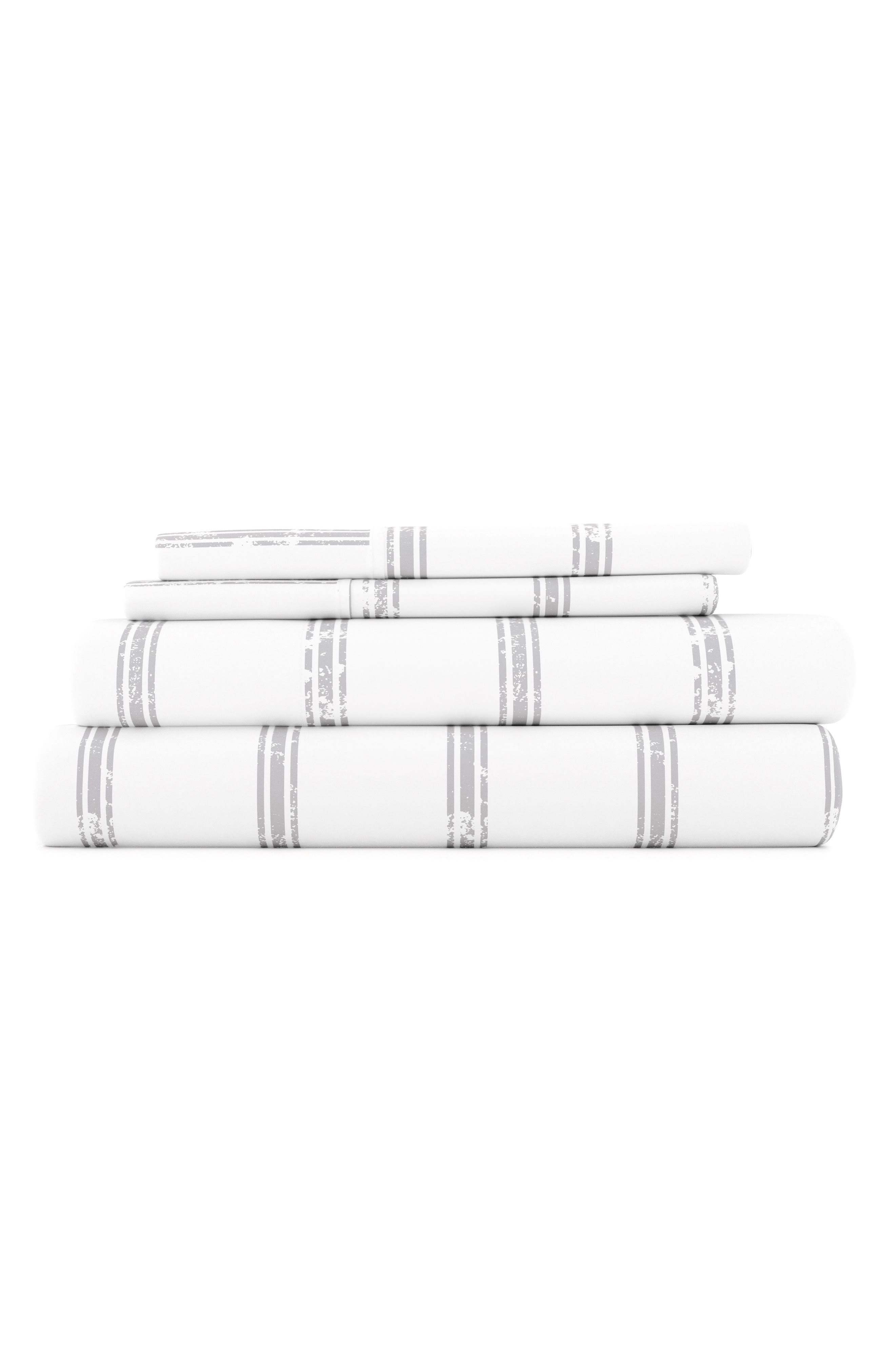 HOMESPUN HOME SPUN Premium Ultra Soft Distressed Line Pattern 4-Piece Bed Sheets Set