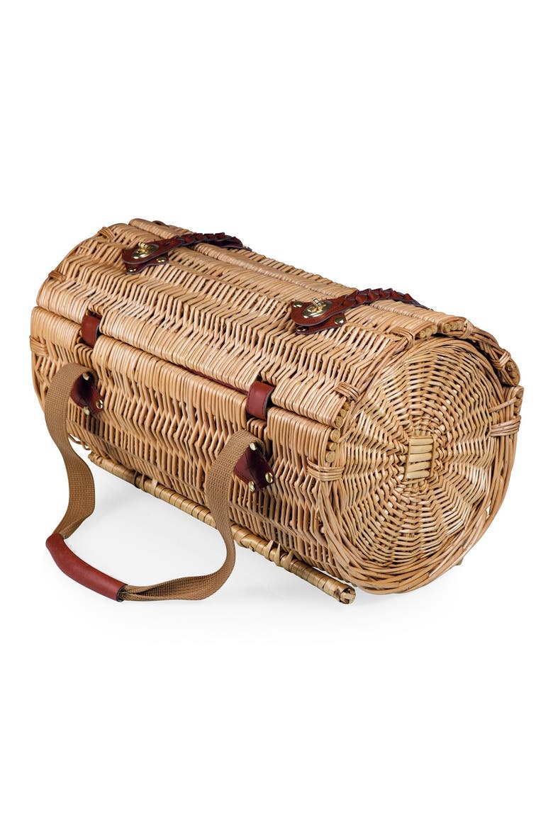 'Verona' Wicker Picnic Basket, Alternate, color, PINE GREEN