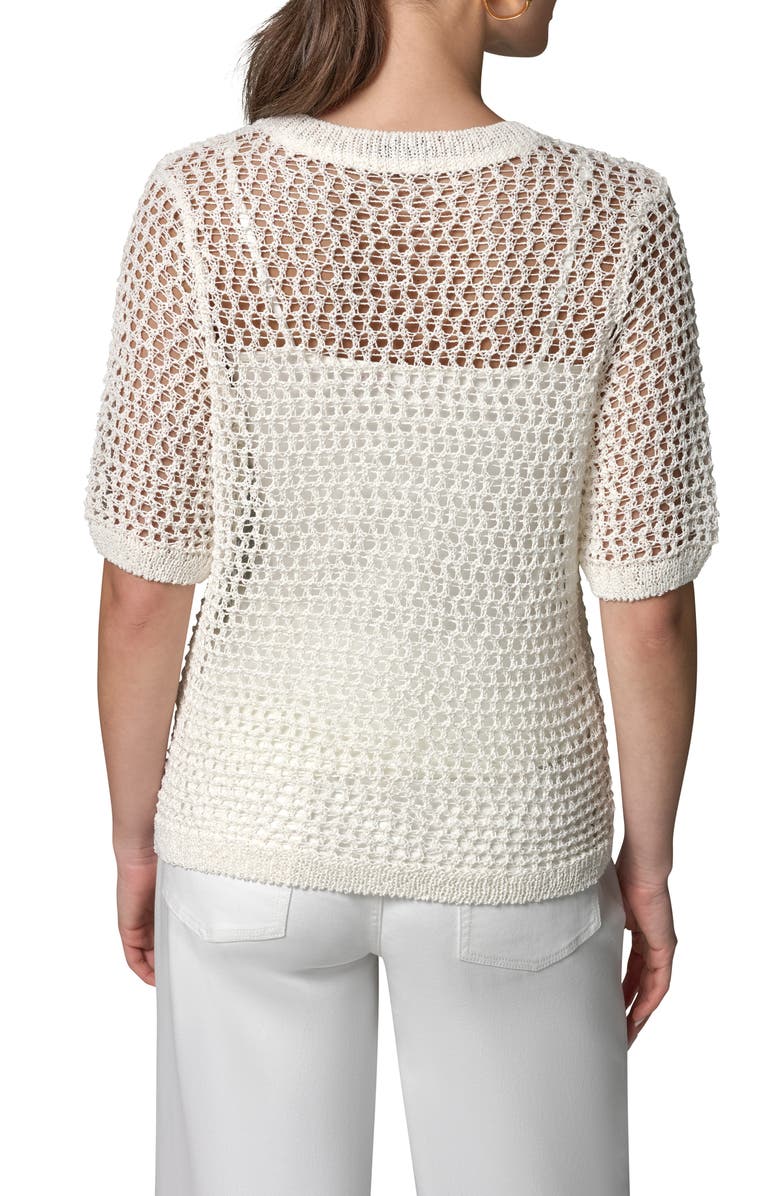 Donna Karan New York Open Knit Crewneck Sweater, Alternate, color, Cream