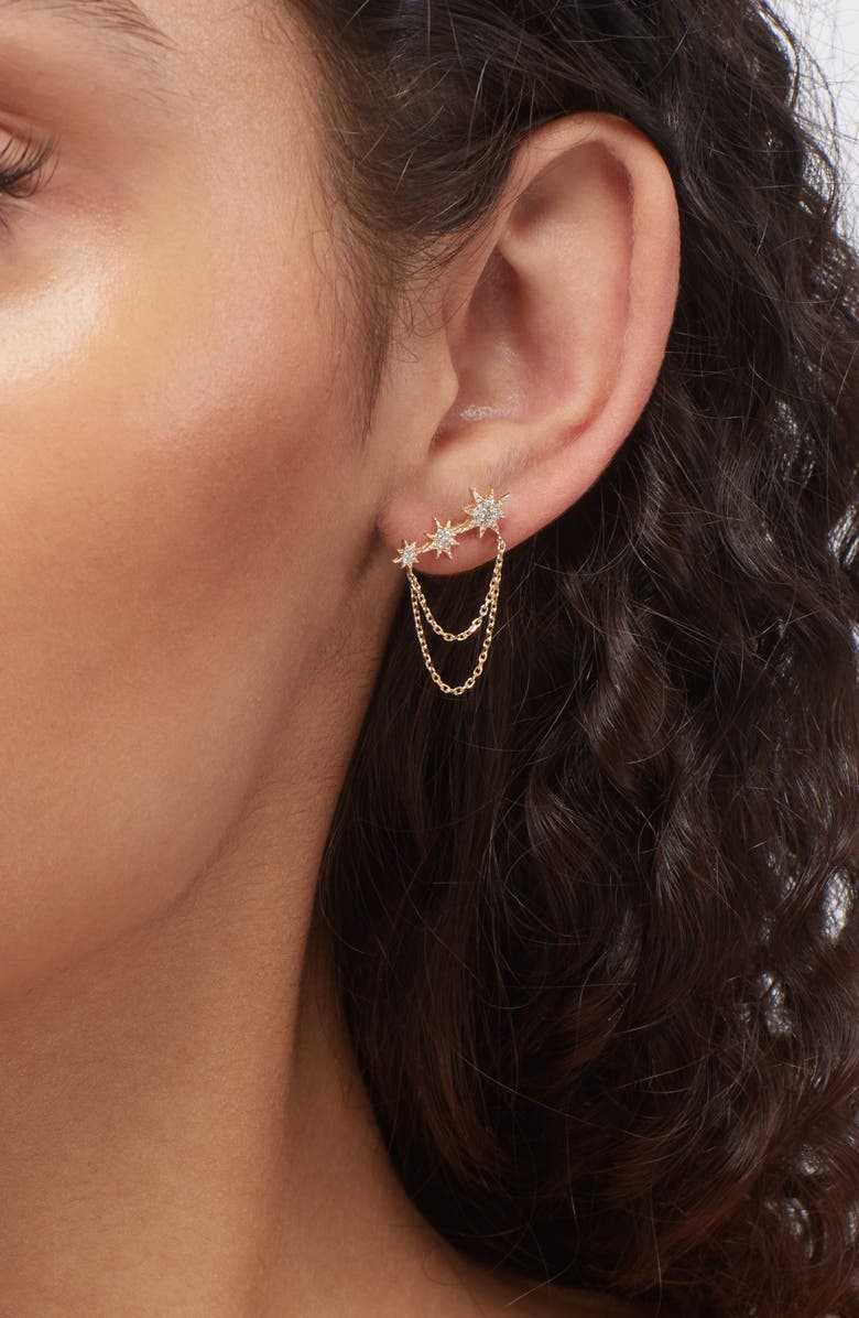 Anzie Morgan North Star Drop Earrings, Alternate, color, Gold Left