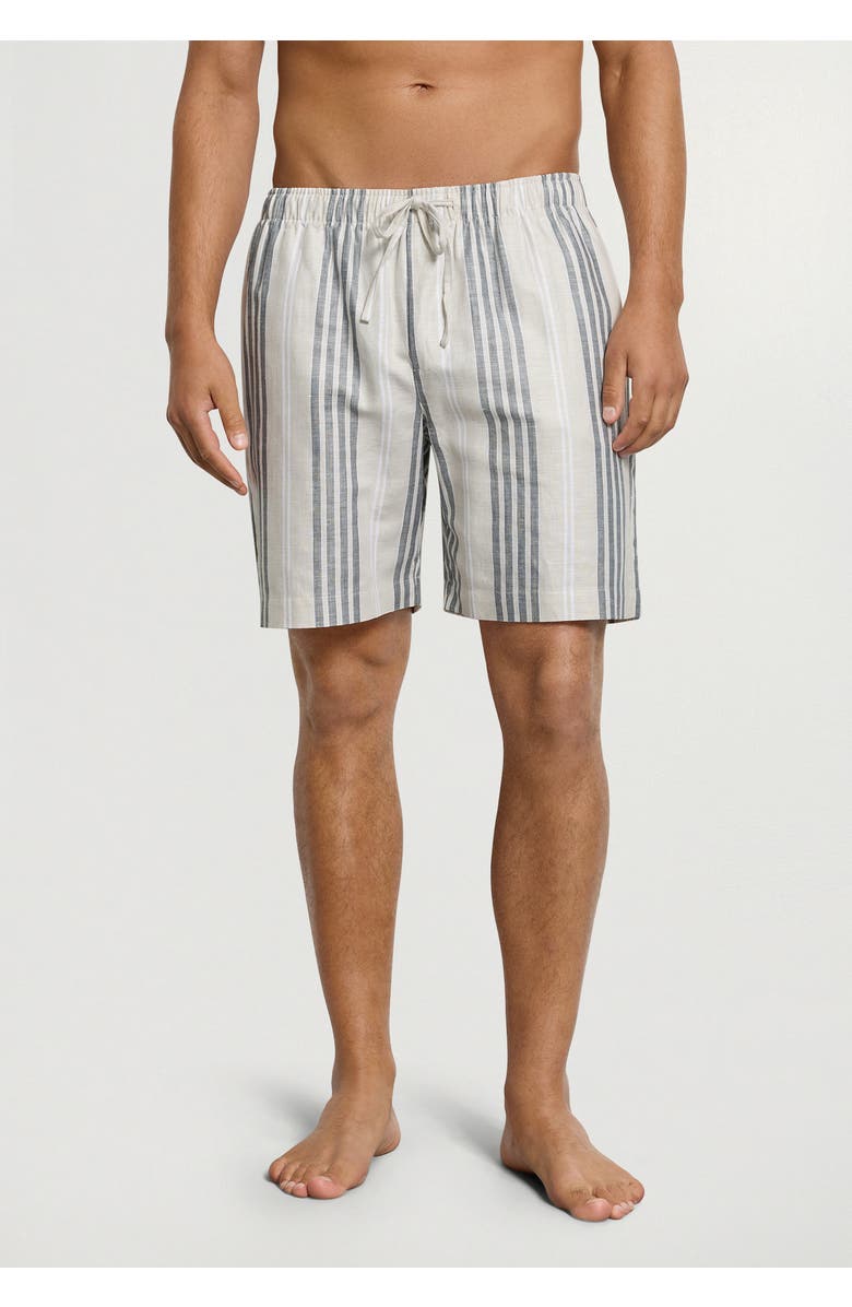 Hanro UC Linen and Cotton Woven Shorts, Alternate, color, Sandy Stripe