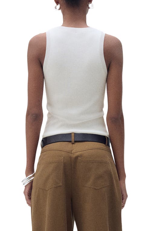Mango Slim Fit Fine Knit Boat Neck Tank Top In Ecru