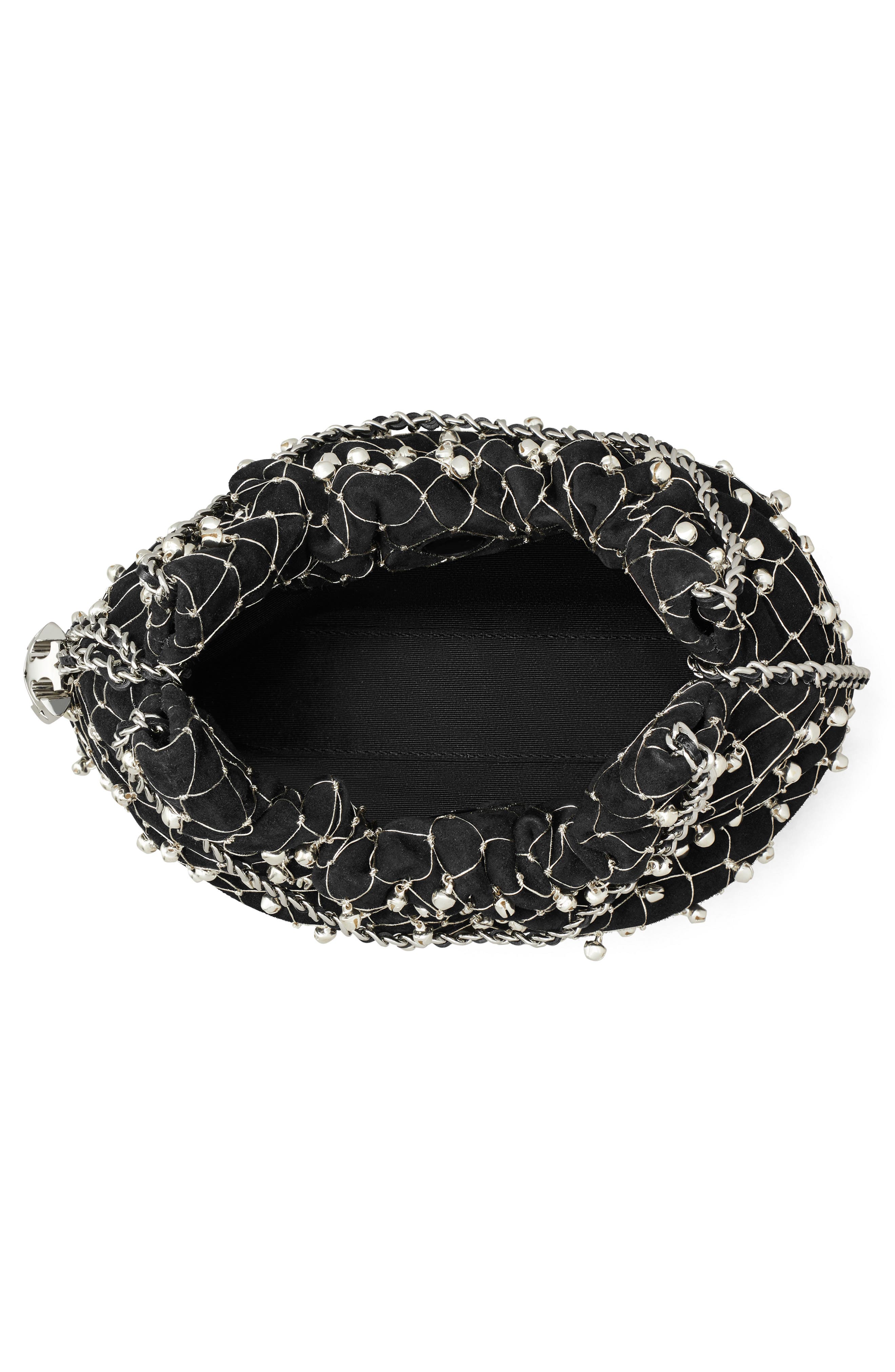 Tory Burch Mini Fleming Bell Hobo Bag, Alternate, color, Black