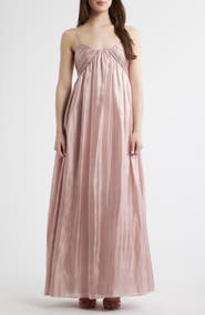 Lulus Matty Ruched Metallic Sleeveless Gown