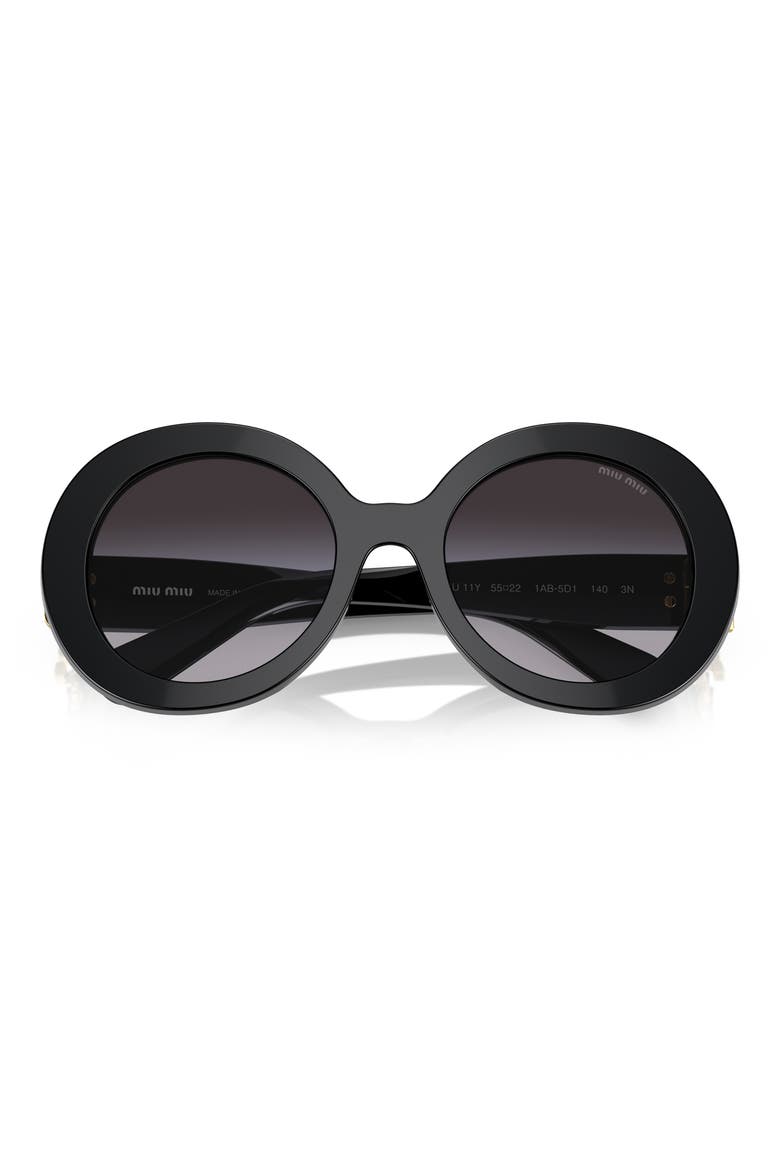 55mm Round Sunglasses, Main, color, BLACK