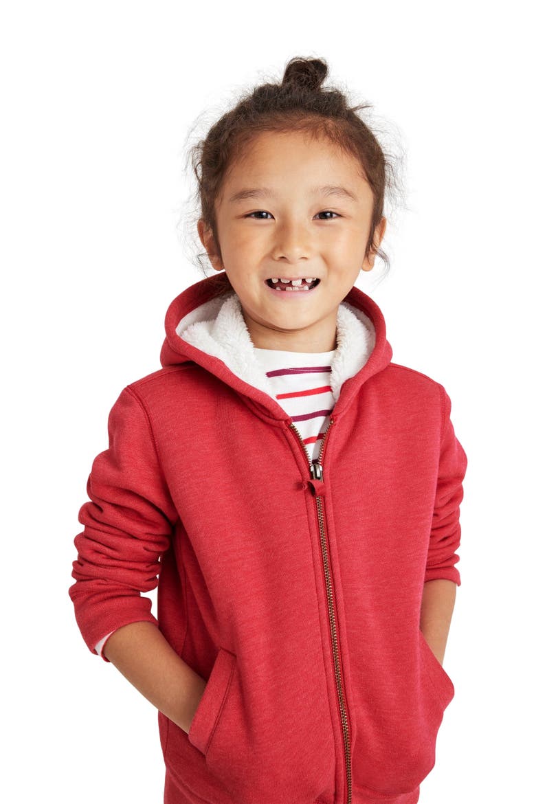 Teddy Fleece-Lined Zip Hoodie, Alternate, color, Heather Cherry