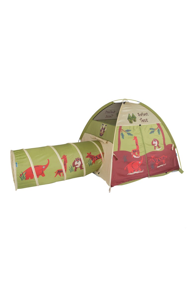 Jungle Safari Play Tent with Tunnel, Main, color, GREEN TAN