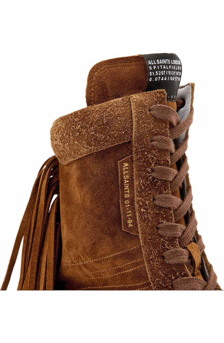 AllSaints Louise Fringe High Top Sneaker, Alternate, color, Tan Brown