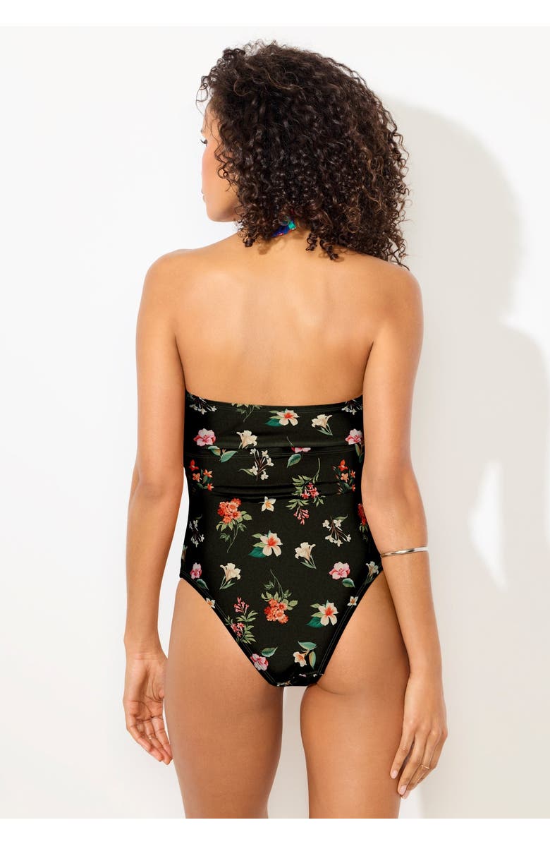 Swimsuits for All Braided Bandeau One Piece Swimsuit, Alternate, color, Black Ditsy Floral