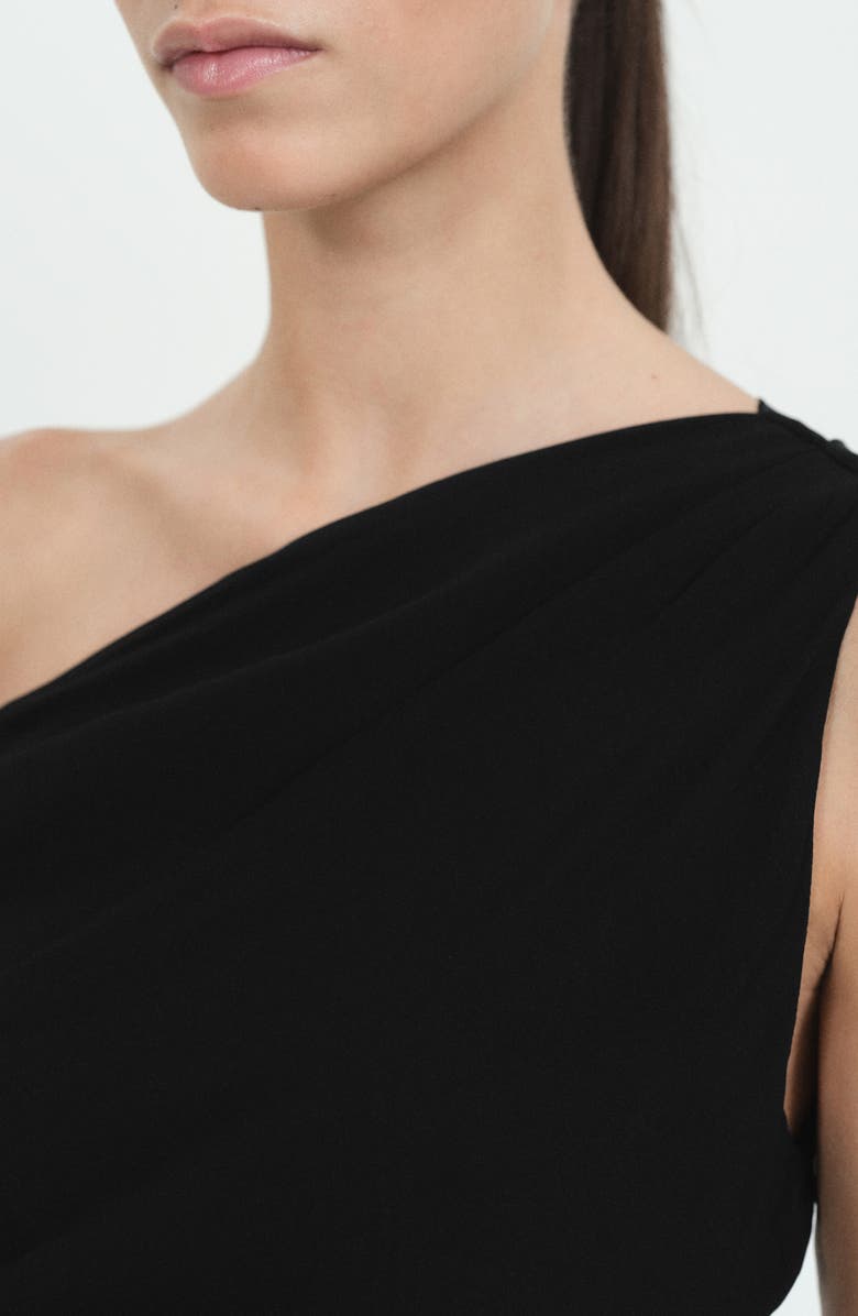 MANGO Asymmetric Drape Midi Dress, Alternate, color, 