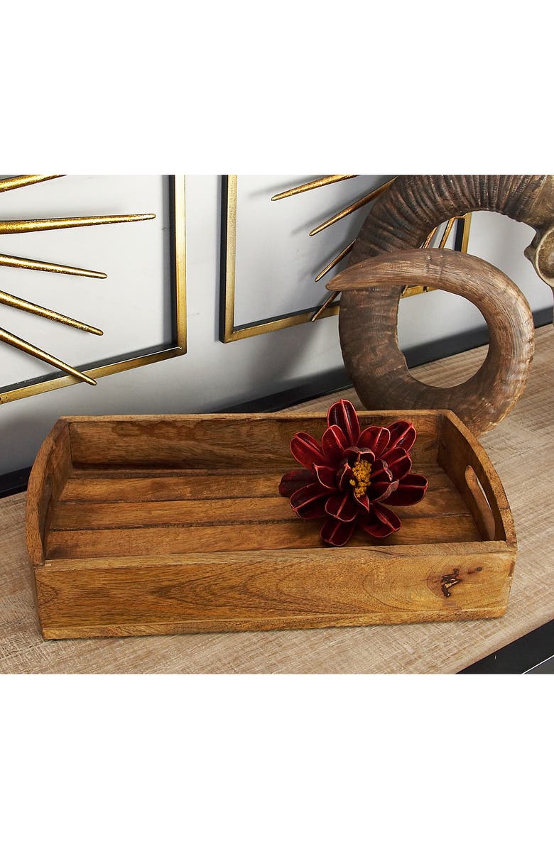 SONOMA SAGE HOME Light Brown Mango Wood Tray with Slot Handles - Set of 3, Alternate, color,
