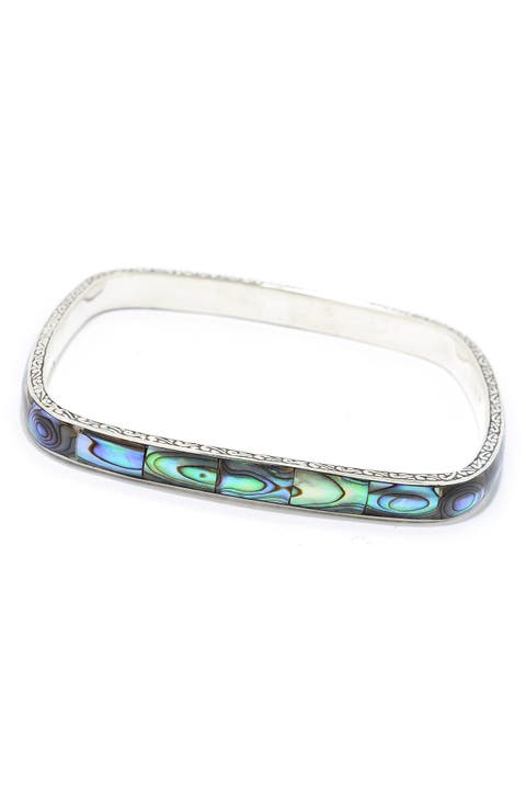 Abalone Shell Inlay Sterling Silver Bangle