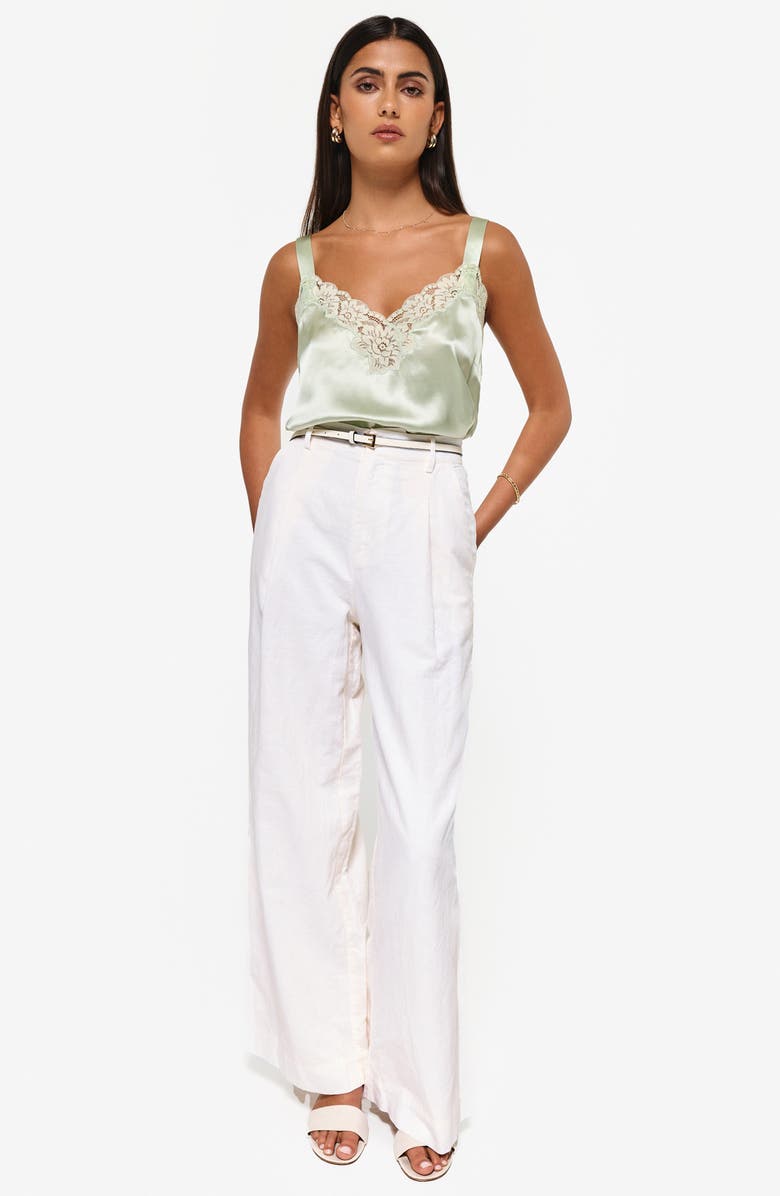 CAMI NYC Amora Lace Trim Silk Charmeuse Camisole, Alternate, color,