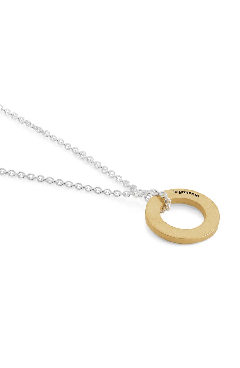le gramme Men's Brushed Disc Pendant Necklace, Alternate, color,