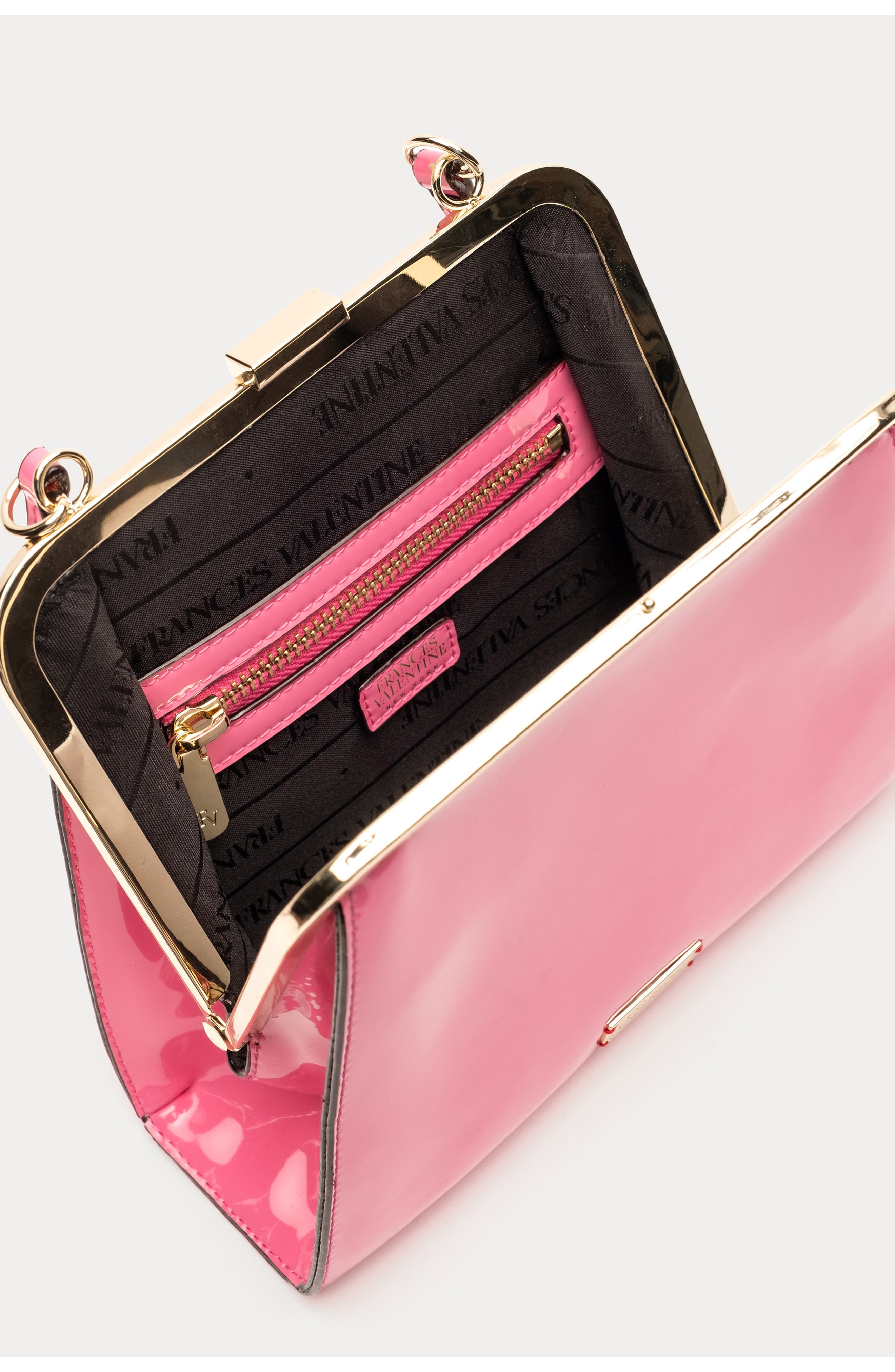 Lulu Leather Frame Clutch, Alternate, color, PINK