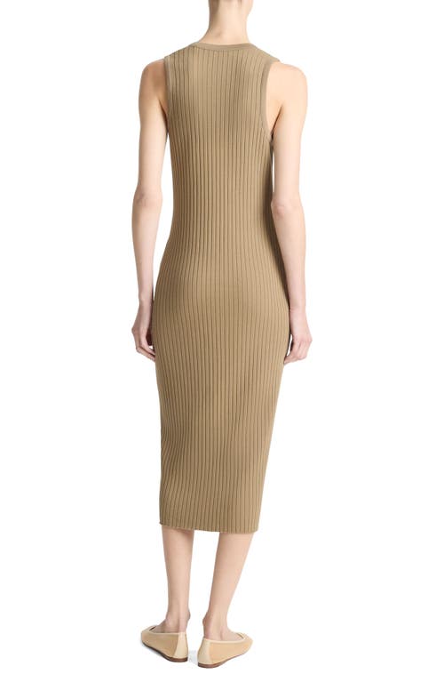 Vince Sleeveless Ribbed Button-front Dress In Brown
