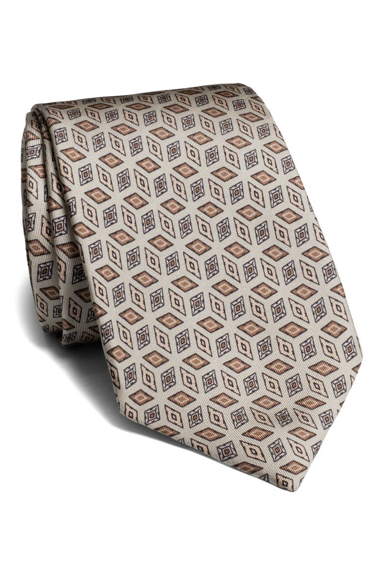 Crampton Geometric Silk Tie, Main, color, STONE