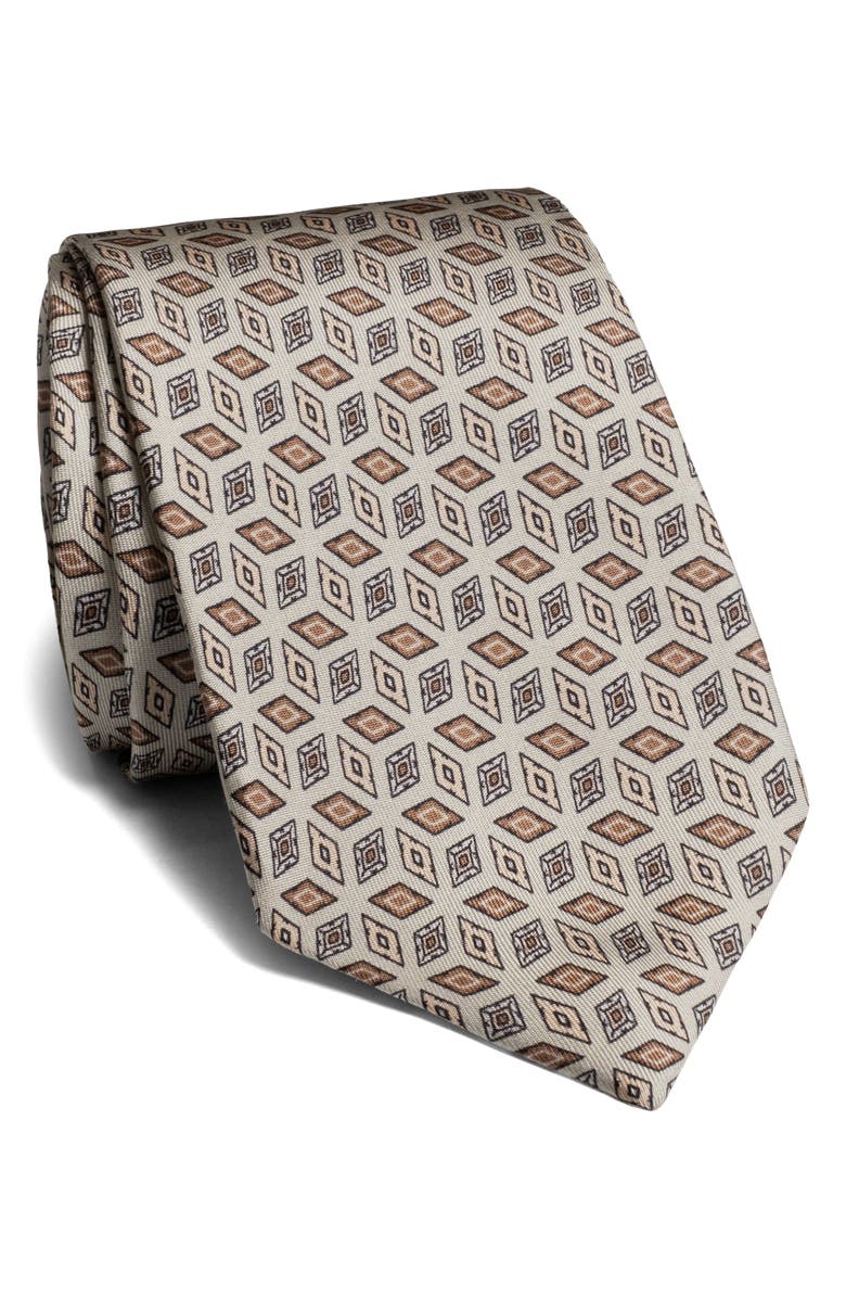 Jack Victor Crampton Geometric Silk Tie, Main, color, Stone