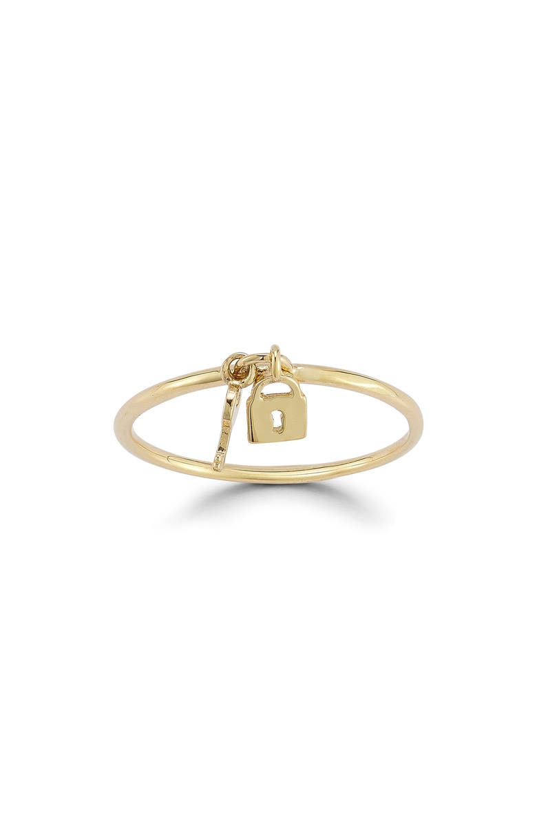 Ember Fine Jewelry Lock & Key Charm Ring, Main, color, Gold