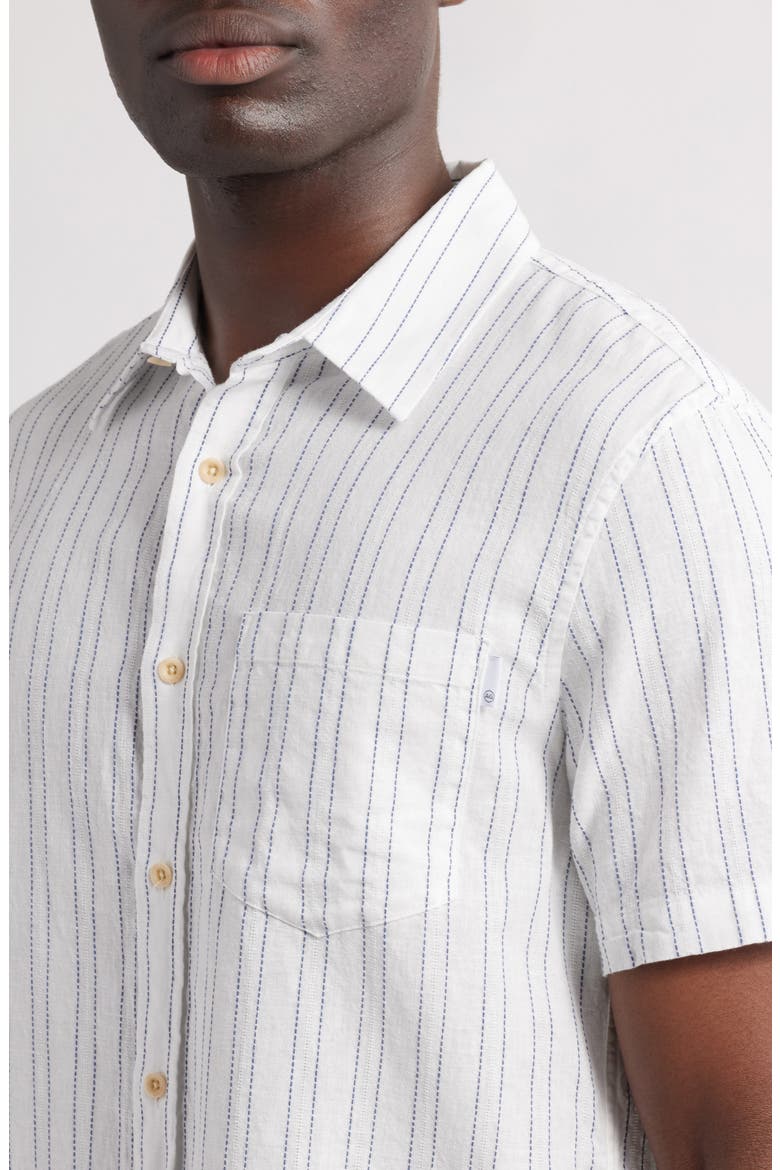 Aiden Stripe Short Sleeve Button-Up Shirt, Alternate, color, MICRO BLUE/WHITE STRIPE
