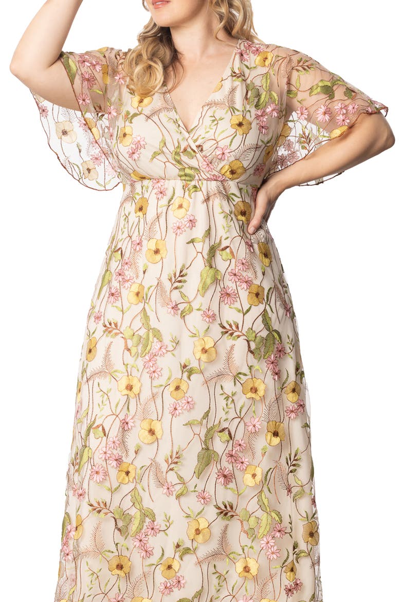 Embroidered Elegance Floral Gown, Alternate, color, SUNKISSED GARDEN