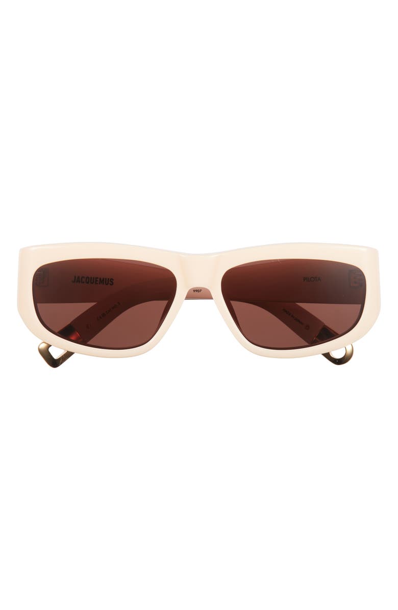 Jacquemus 57mm Square Sunglasses, Main, color, Cream/ Gold