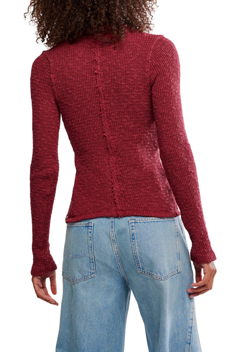 Free People It's On Rib Cardigan, Alternate, color, Cabernet