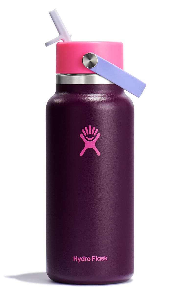 Hydro Flask 32-Ounce Wide Mouth Flex Straw Cap Water Bottle, Alternate, color, Sugar Plum