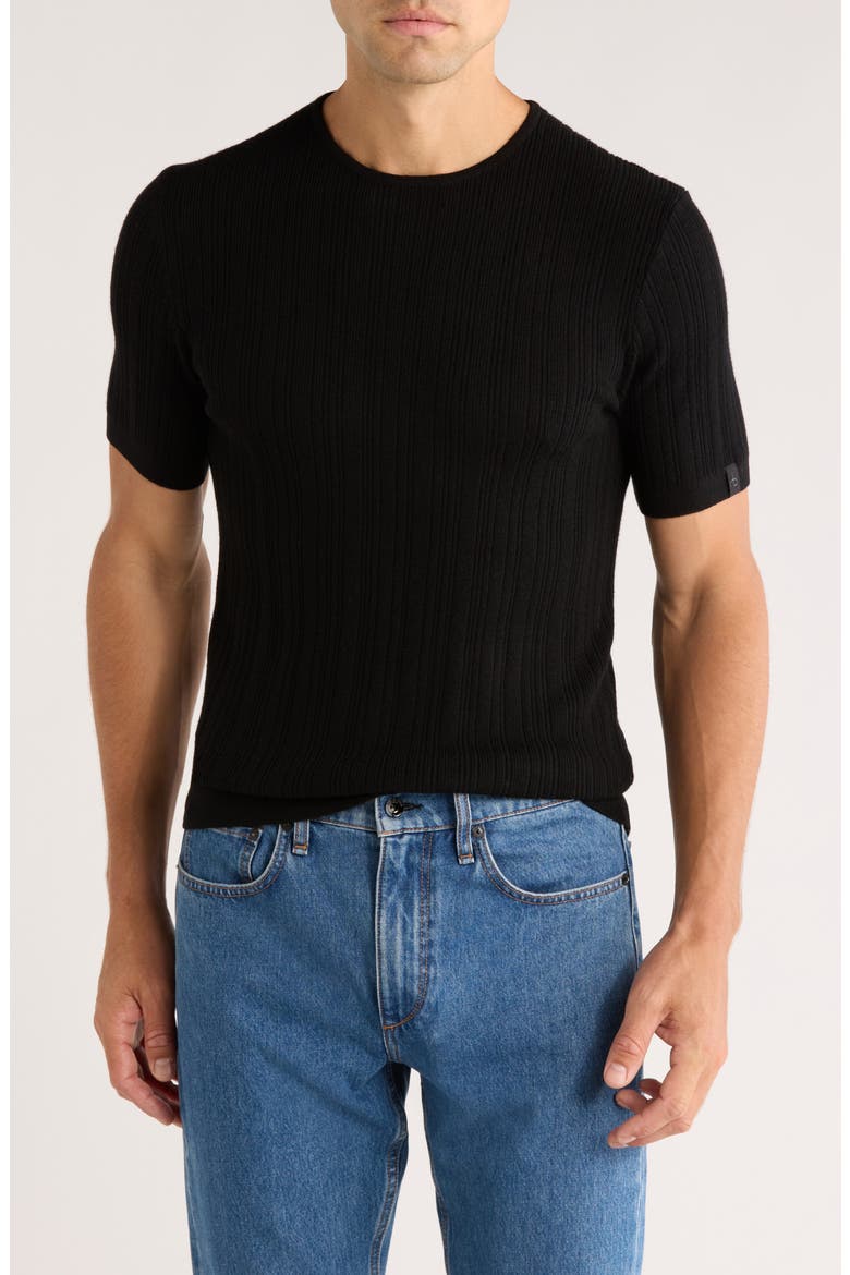 Crawford Wool & Cashmere Sweater T-Shirt, Main, color, BLACK