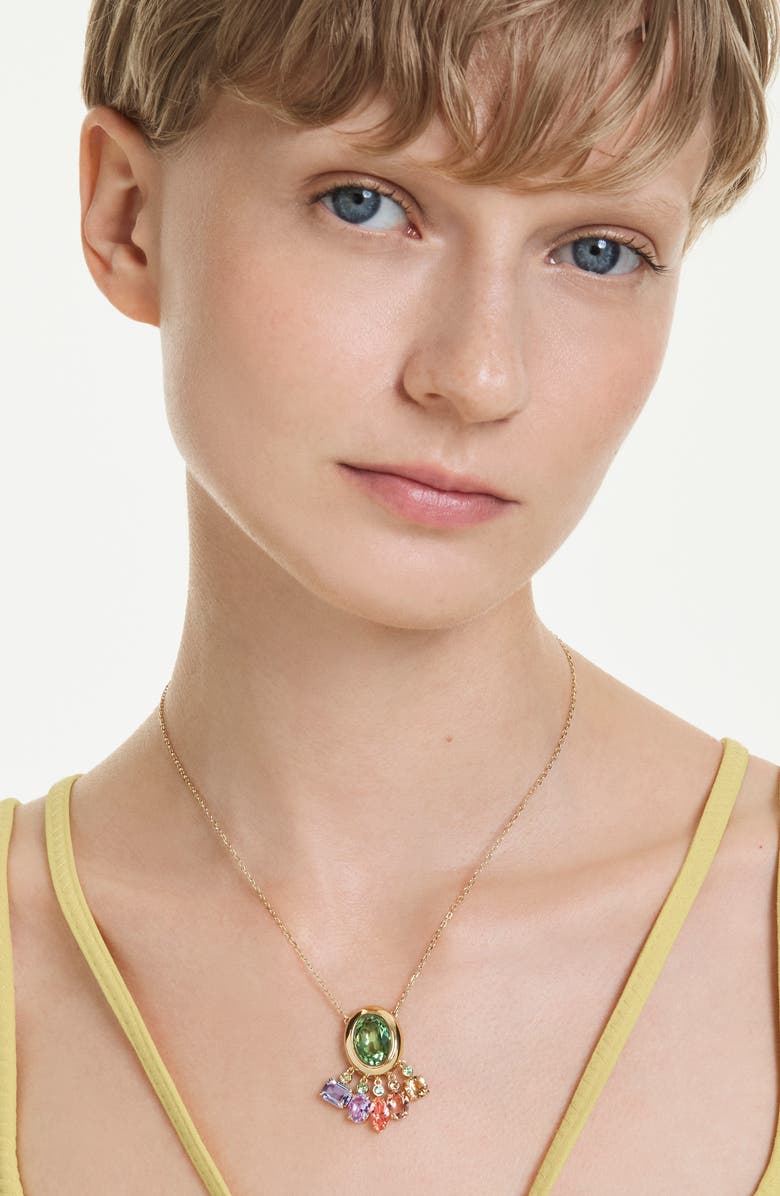 Swarovski Gema Crystal Charm Pendant Necklace, Alternate, color, Gold/ White