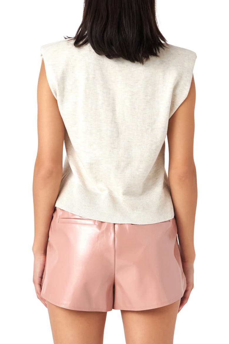 Crop Cap Sleeve Knit Polo, Alternate, color, CREAM