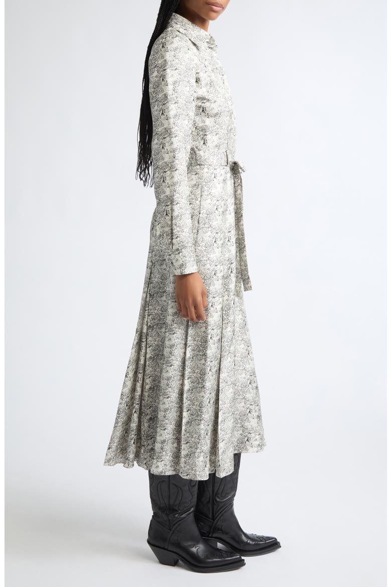 Galway Long Sleeve Silk Shirtdress, Alternate, color, IVORY MULTI