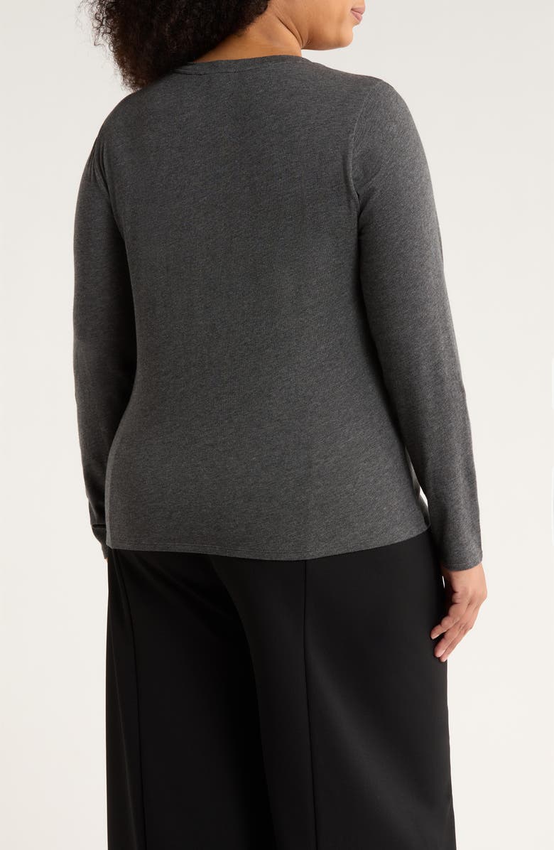 Eileen Fisher V-Neck Long Sleeve T-Shirt, Alternate, color, Charcoal