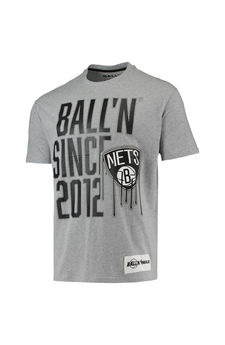 BALL'N Men's BALL'N Heathered Gray Brooklyn Nets Since 2012 T-Shirt, Alternate, color, Heather Gray