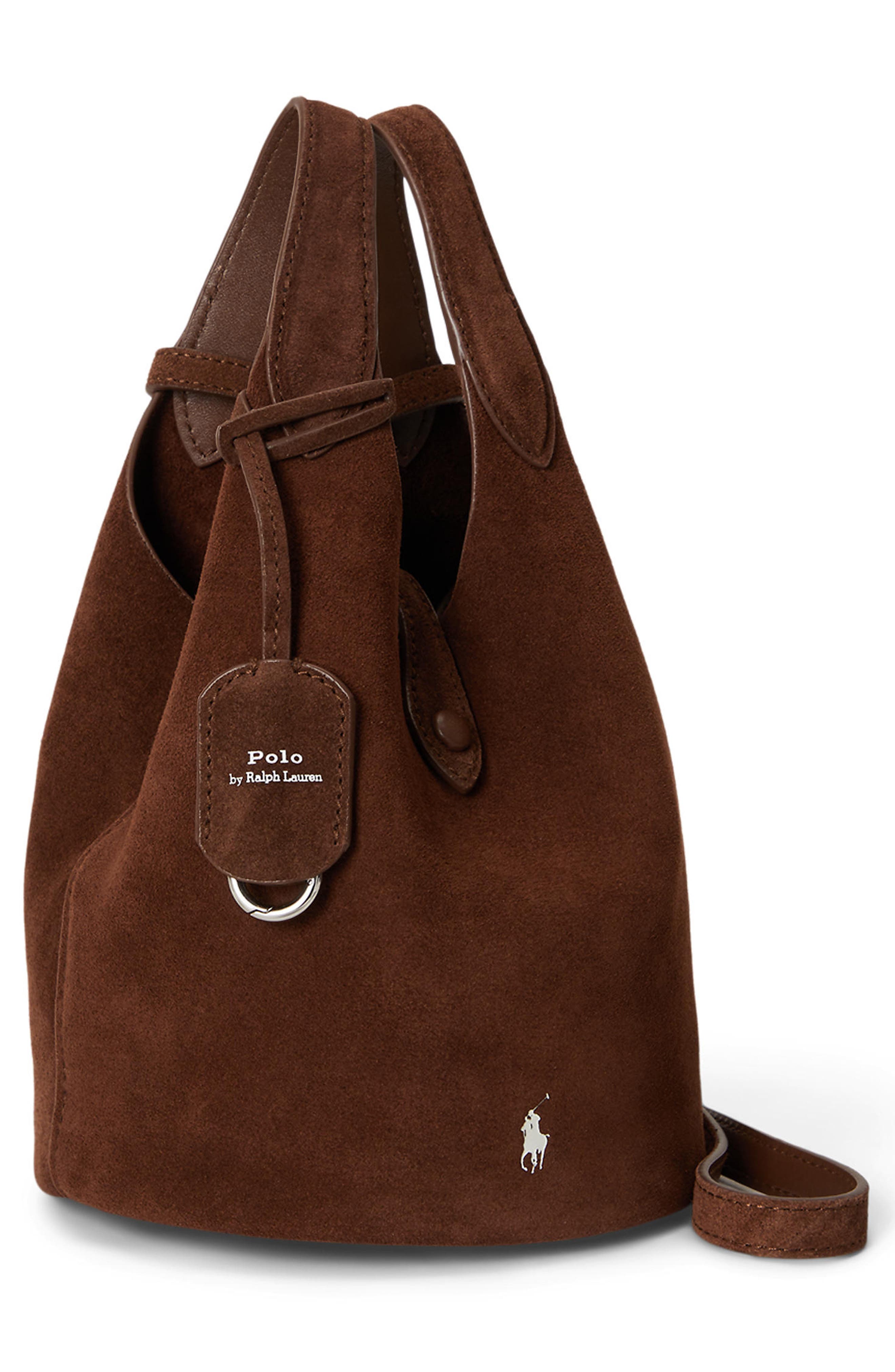 Polo Play Small Suede Tote, Alternate, color, BROWN