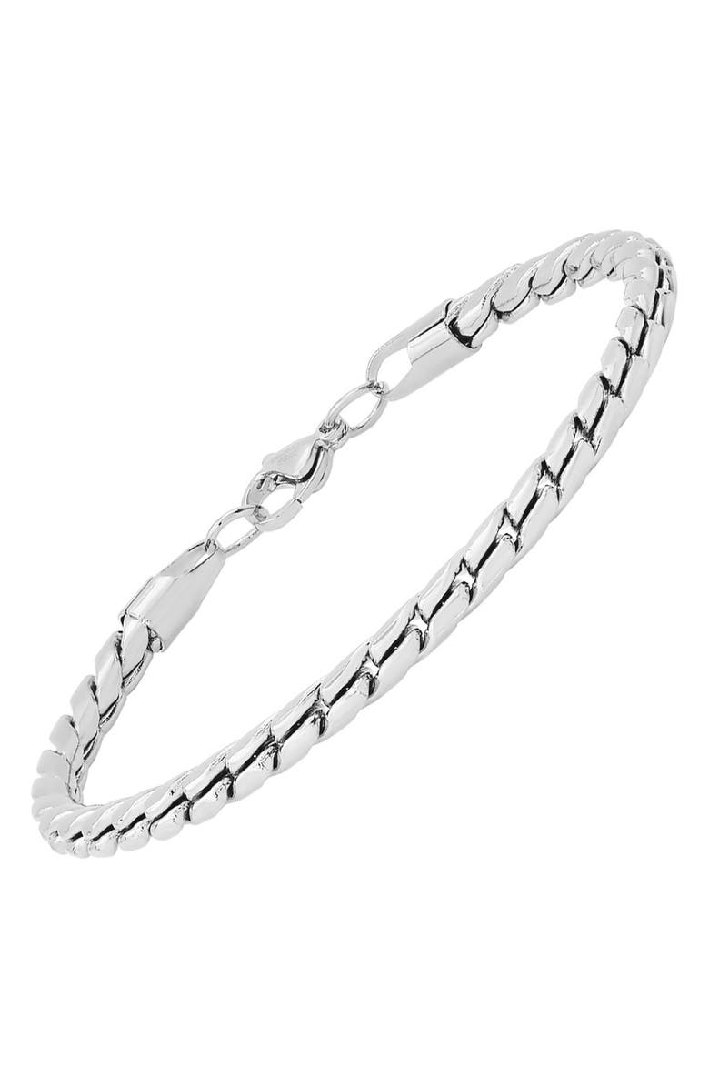 HMY JEWELRY Men's Oxidized Stainless Steel Chain Bracelet, Alternate, color, Silver
