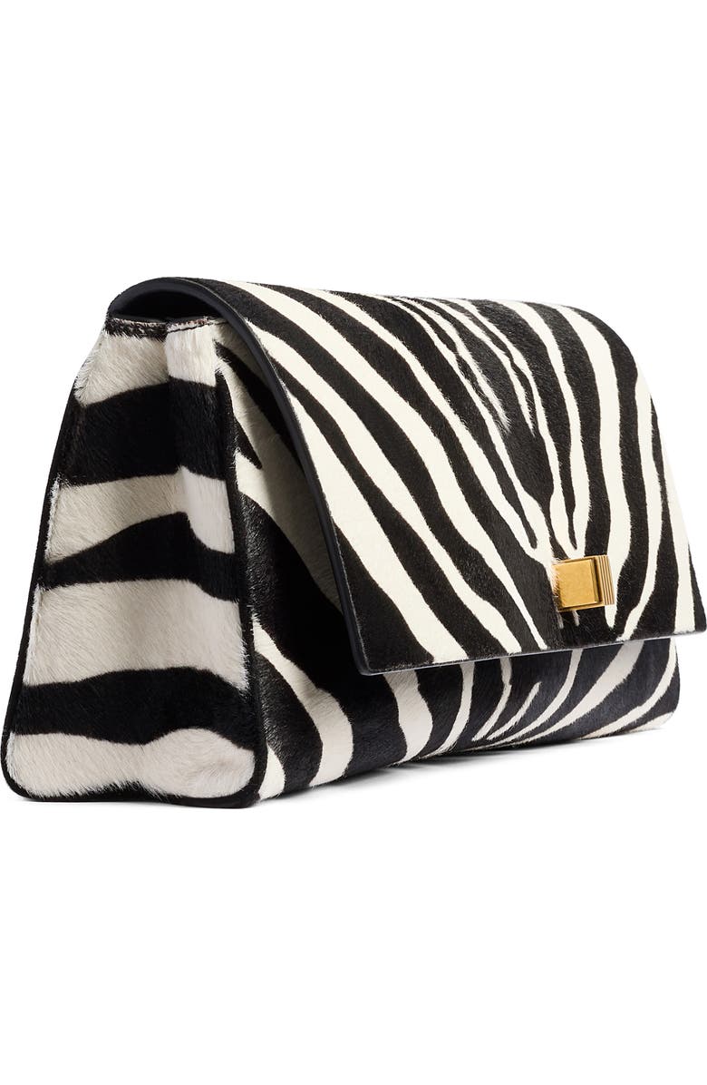 Khaite Audrey Genuine Calf Hair Clutch, Alternate, color, Black / White 294