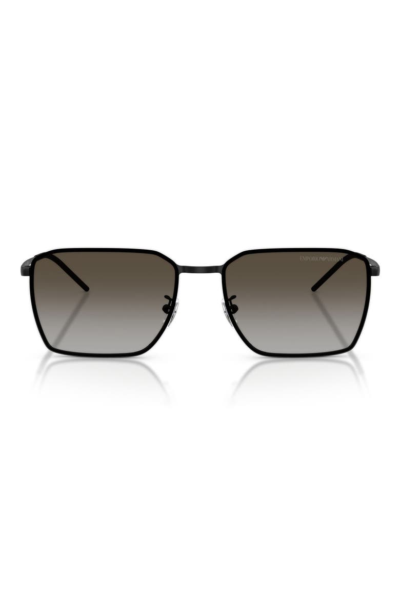 60mm Square Sunglasses, Main, color, MATTE BLACK / GREY BROWN