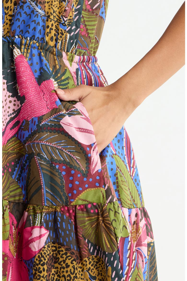 Jenla Itzel Tropical Print Cotton Shift Dress, Alternate, color, BLUE-OLIVE
