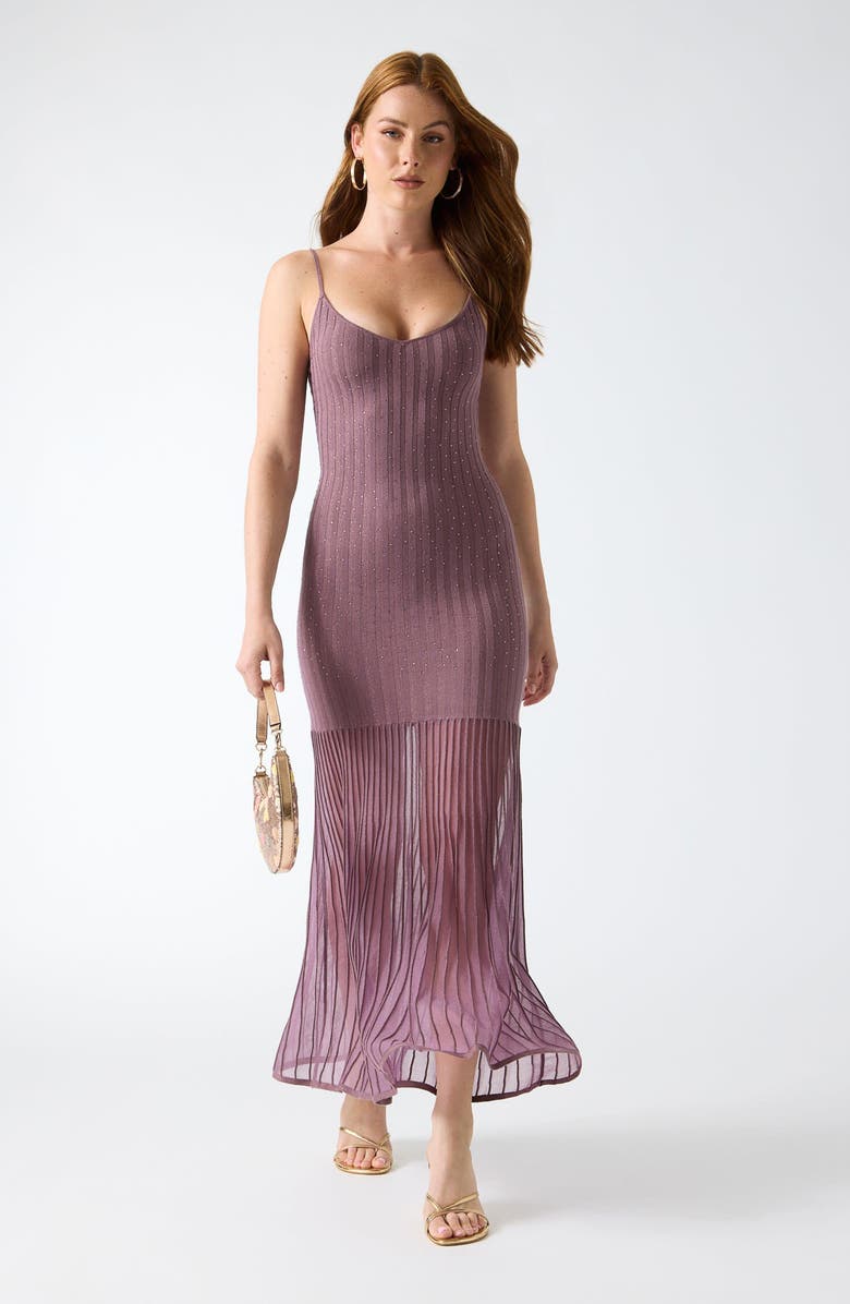 GUESS Meena Rib Knit Sheer Skirt Maxi Dress, Alternate, color, F45y-Open