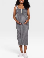 MOTHERHOOD MATERNITY Sleeveless Nursing Henley Midi Dress
