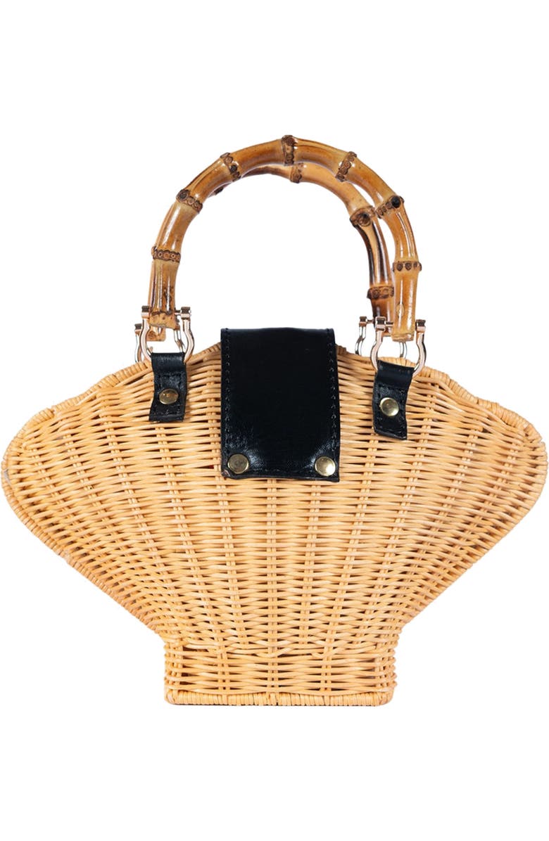 Jelavu Maree Handwoven Rattan Seashell Bag, Alternate, color, Black