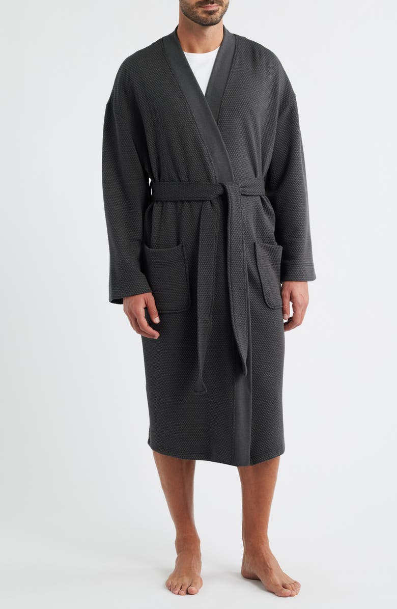 Majestic International Tomorroland Waffle Knit Robe, Main, color, Charcoal