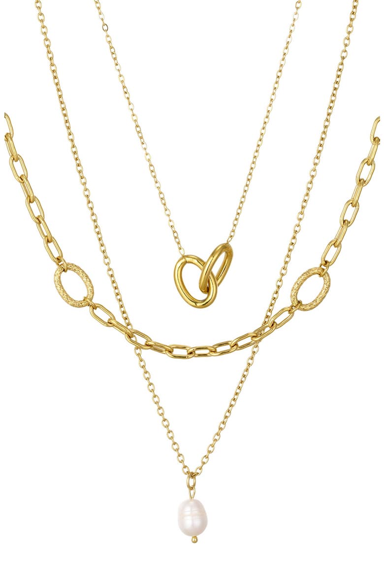 Set of 3 Assorted Freshwater Pearl Necklaces, Main, color, GOLD/ WHITE