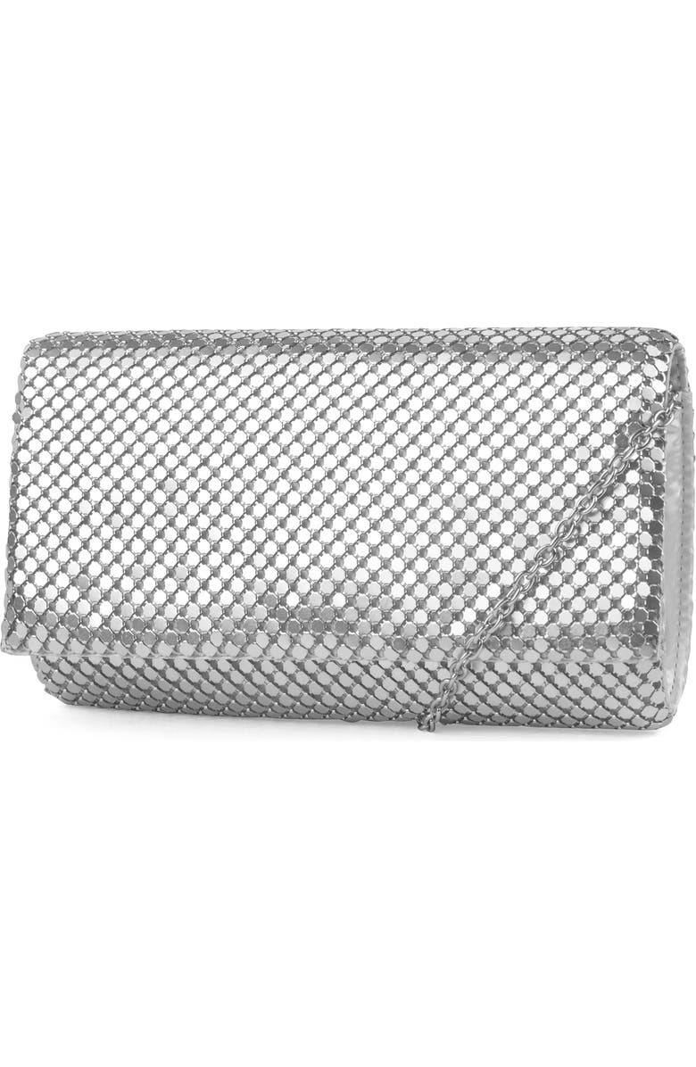 Jessica McClintock Mesh Clutch, Alternate, color, Silver/ Silver