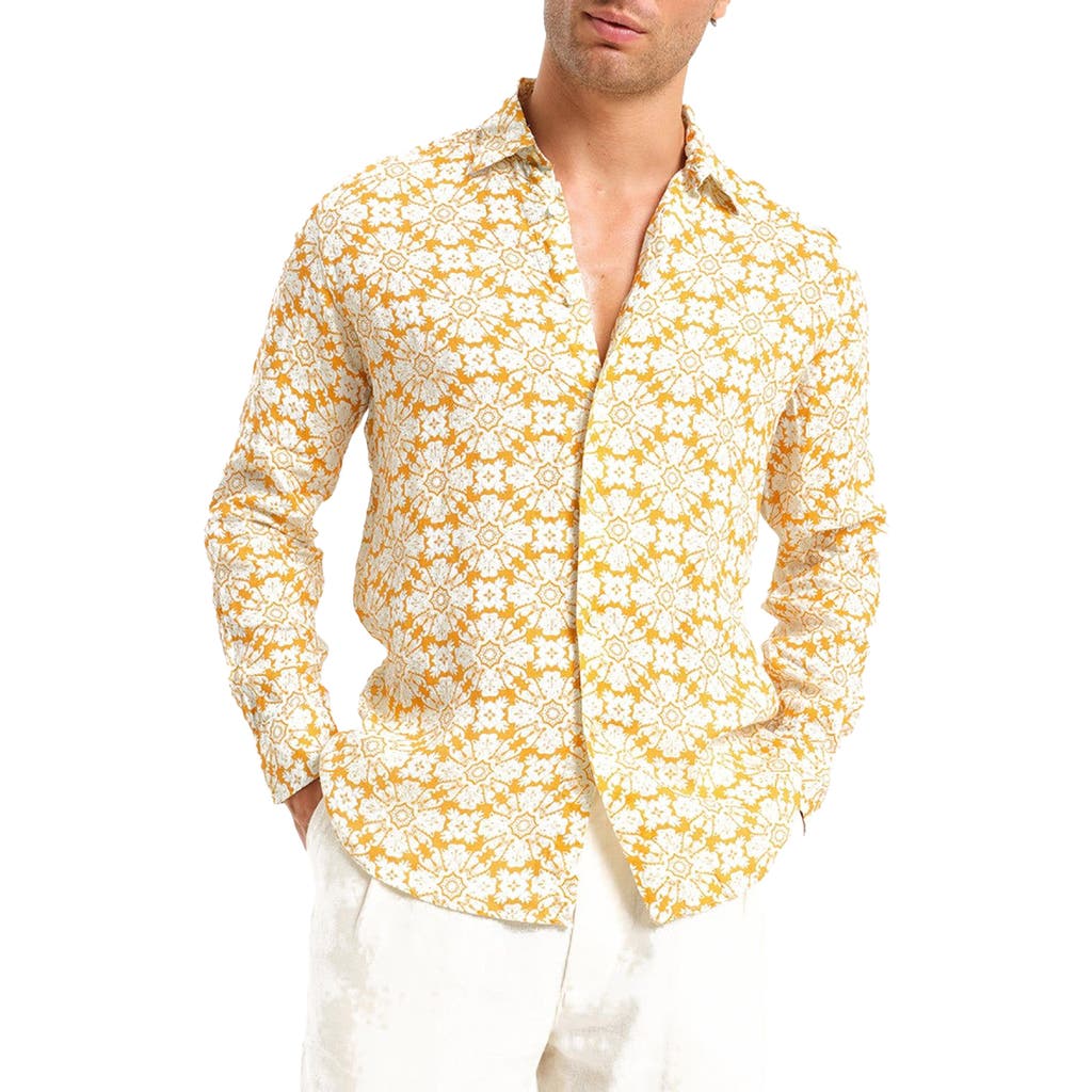 Peninsula Swimwear Casuzze Linen Shirt in Orange Multicolor  product