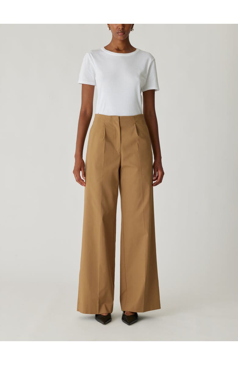 Rebecca Taylor Refined Sateen Wide Leg Cotton Trouser, Main, color, Date