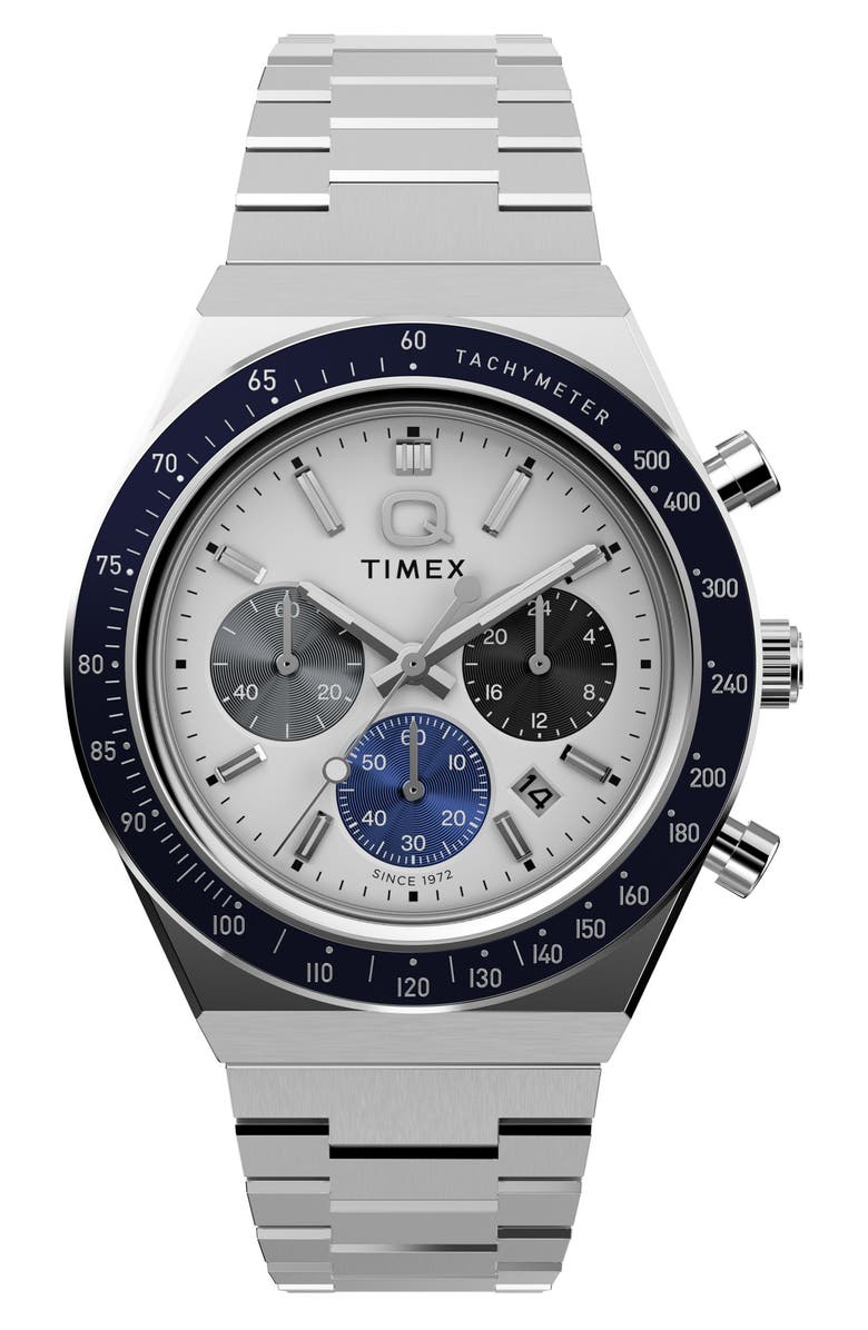Timex<sup>®</sup> Q Chronograph Bracelet Watch, 40mm, Main, color, White