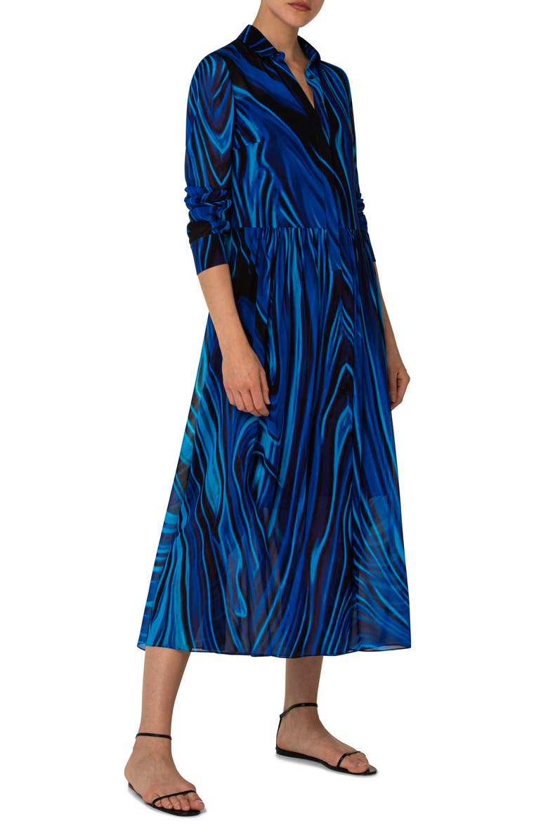 Akris punto Blue Planet Long Sleeve Shirtdress, Alternate, color, 