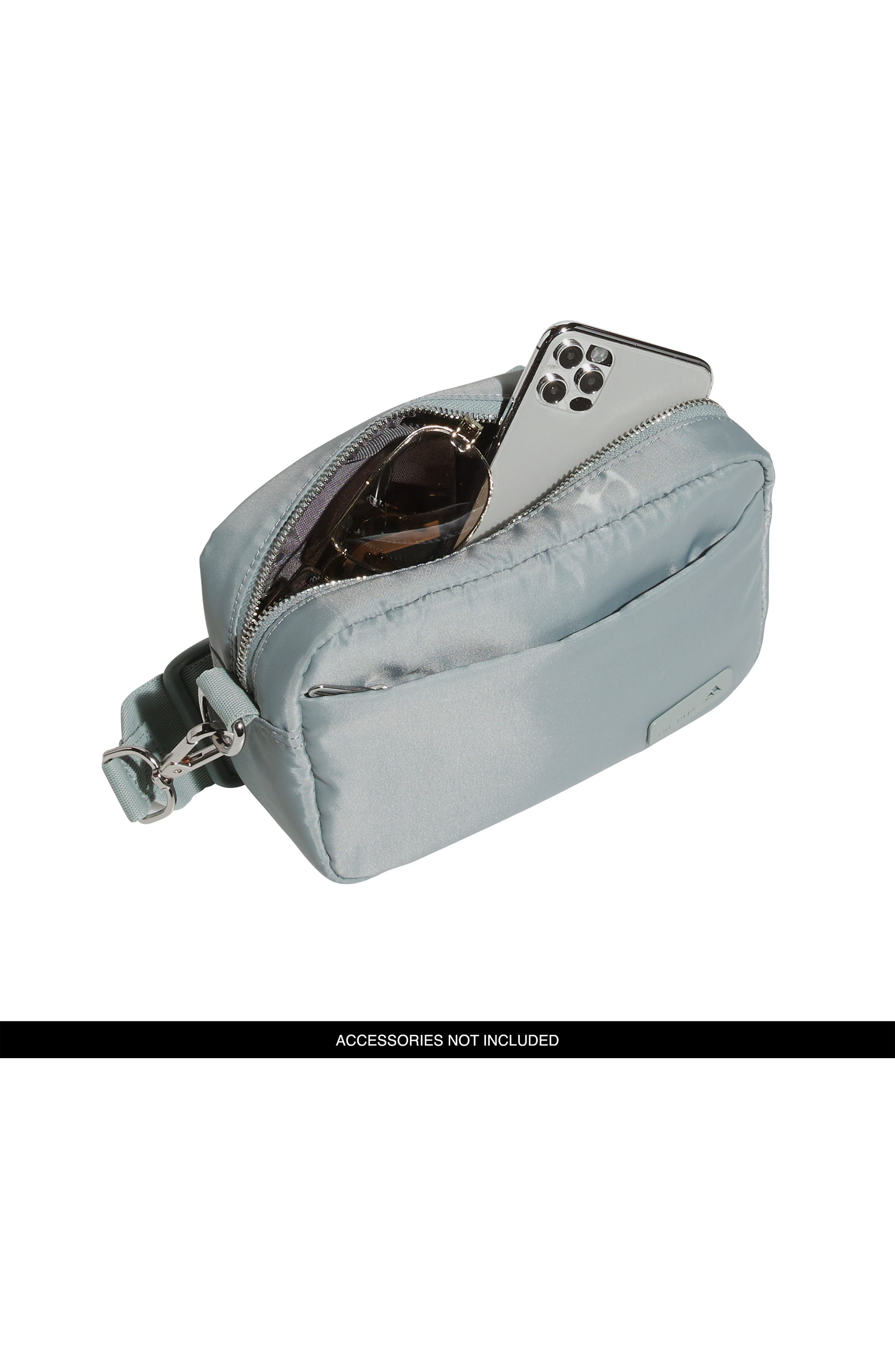 adidas Luxe Satin Crossbody Bag, Alternate, color, Wonder Sage Green/ Silver